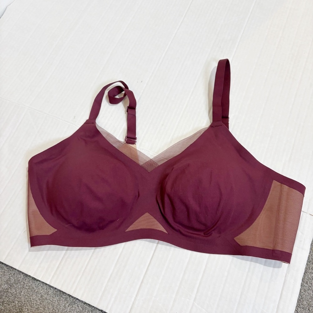 Honeylove Crossover Bra Size XL Fig Maroon Red Wireless Wireless Smoothing - Picture 7 of 14